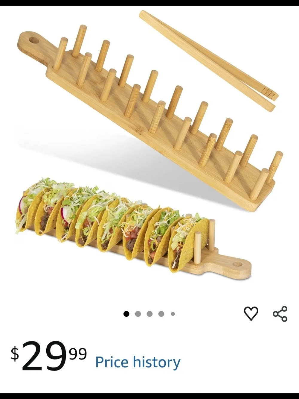 Alex & Eve Home Bamboo Taco Tray - Natural Brown